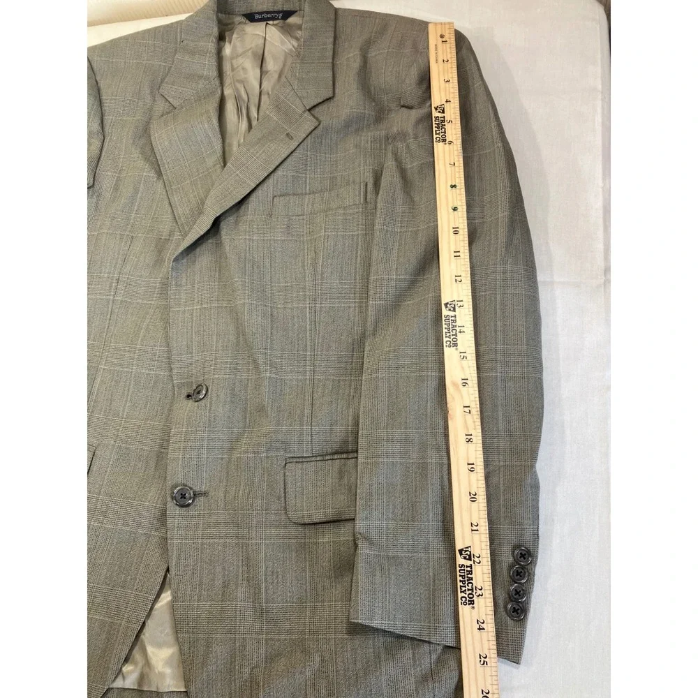 Burberrys Mens Sz-42R Gray Glen Plaid‎ 100% Pure Wool 2 Button Pleated Suit